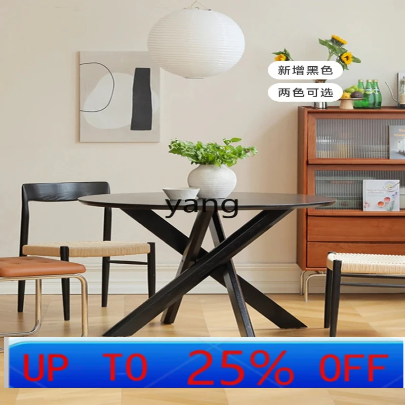 

LH all solid wood dining table household dining table medieval cherry wood round simple small apartment dining table