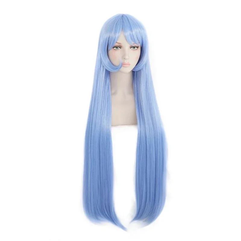 My Hero Academy-Peluca de Cosplay para mujer, pelo largo, suave y liso, color azul, 110cm