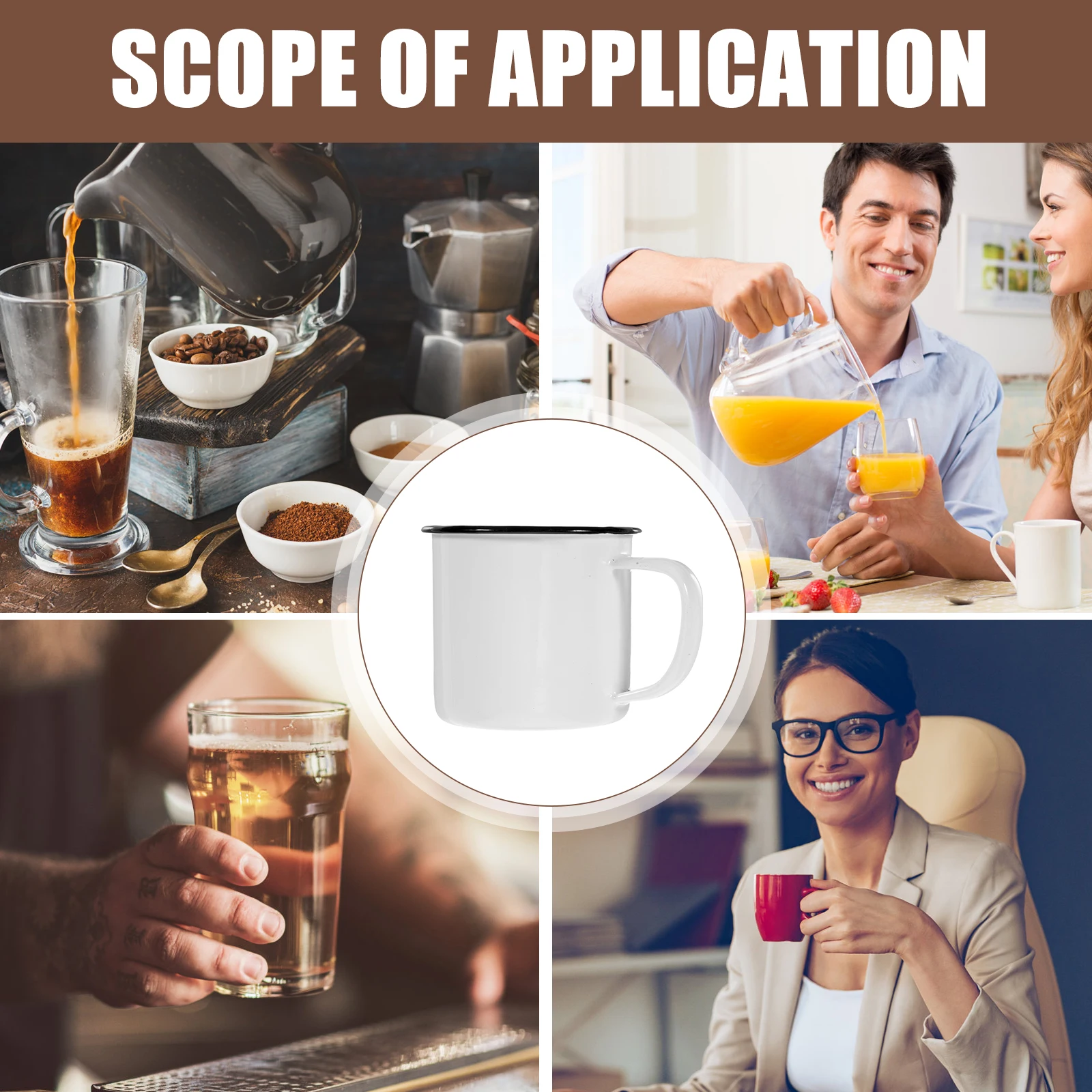 

4pcs Enamel Mug Set Sturdy Portable Camping Cup For Outdoor Travel Coffee Tea Milk Use Dishwasher Safe Breakfast Water Mugs Home