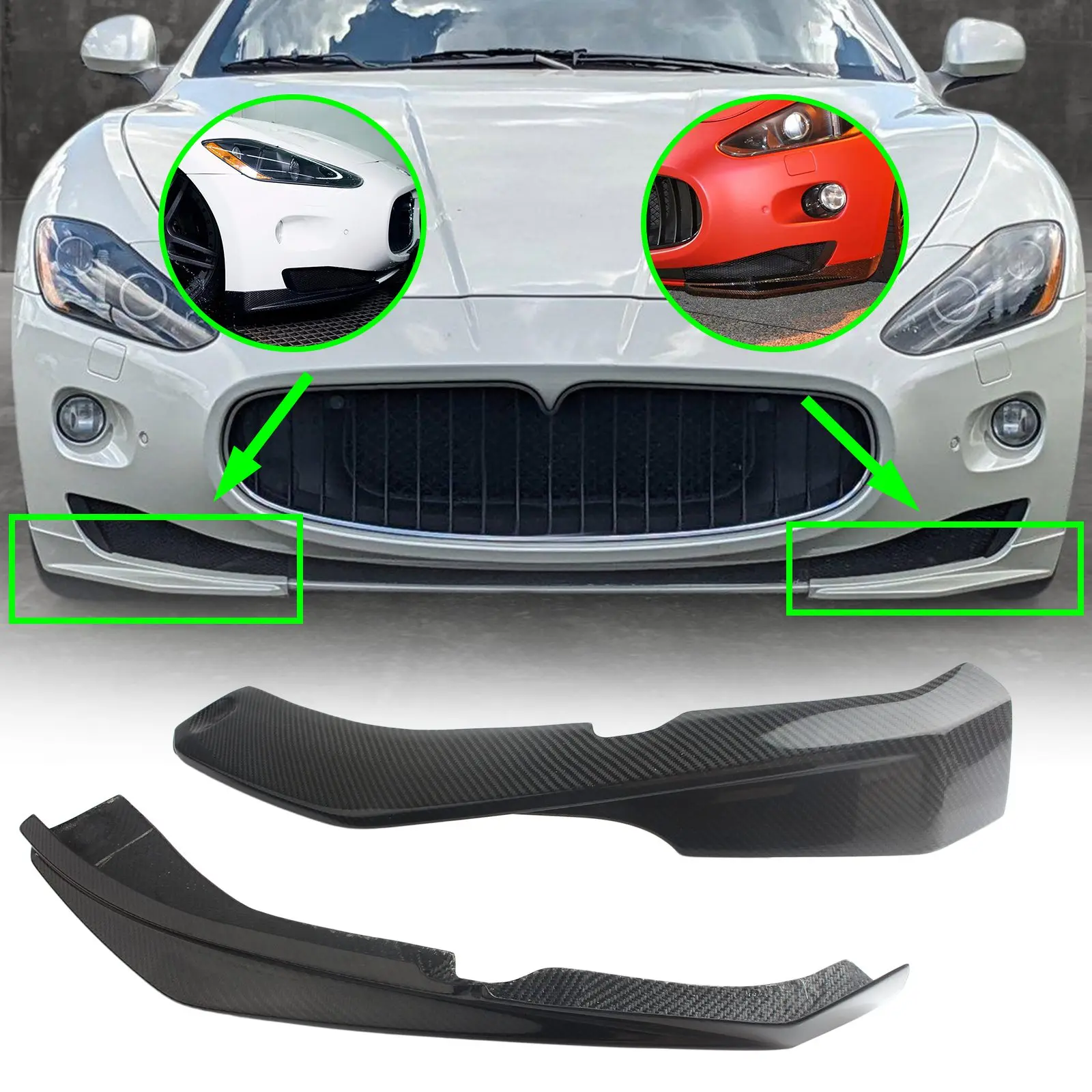 

Carbon Fiber Car Front Skirt Bumper Splitter Lip Body Kit For Maserati Gran Turismo GT 2008-2014 Auto Styling Replacement Parts