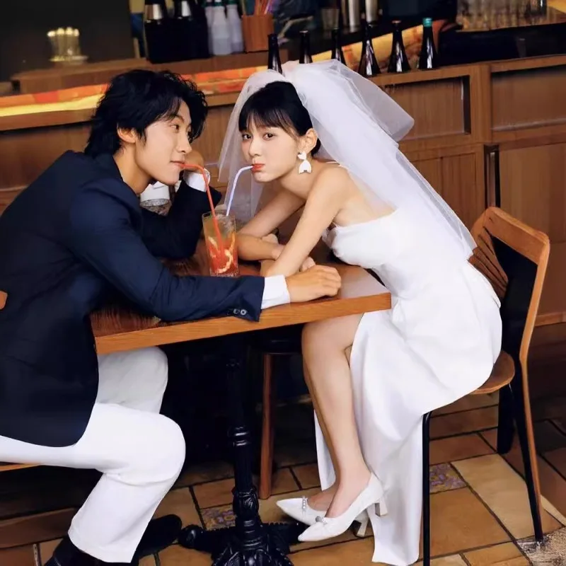 GIYSILE فستان زفاف خفيف موضة معلقة غزل أبيض في الربيع فستان رسمي بسيط للنساء فساتين سهرة أنيقة