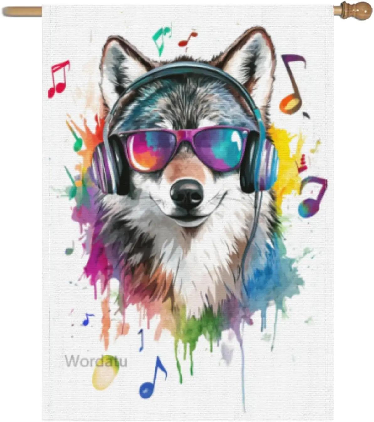 Hello Spring Summer Wolf Decorative Garden Flag, Home Yard Outdoor Decor, Seasonal Small Outside Decoration Double Sided 28x GGX