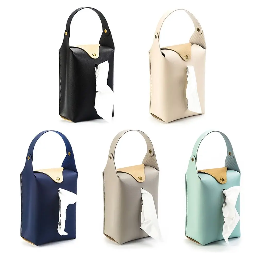 Hanging Tissue Holder Case Box PU Leather Home Car Towel Napkin Papers Dispenser Holder Toilet Tissue Box Case Table Decoration