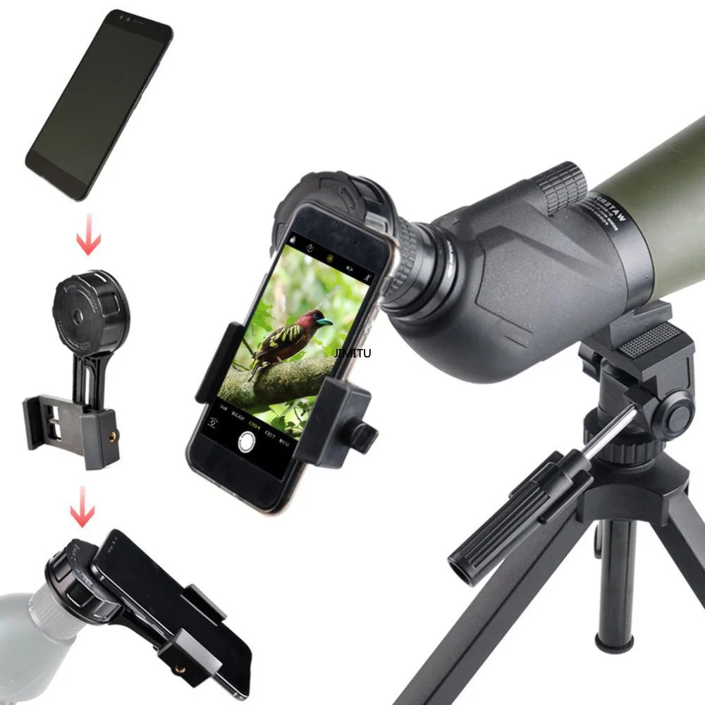 Universal Phone Lens Photography Adapter Mount, Adjustable Phone Clip Bracket Telescope Phone Adapter for Binoculars Monocular