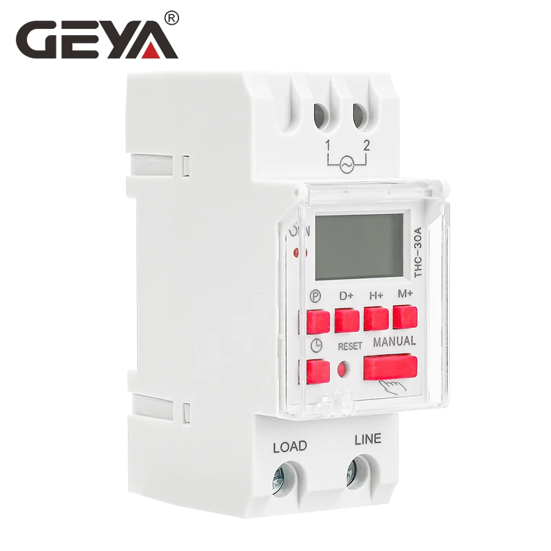 Geya-timer programável, timer com bateria, 7 dias, 15a, 20a, 30a, 12v, 24v, 220v, 240v