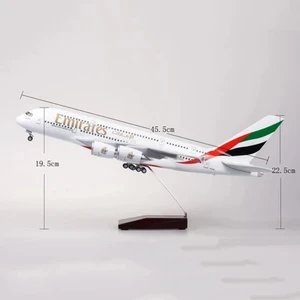 Coleção Diecast Model Toy Avião Com Luz e Rodas, A380 Emirates, Avião, Resina, Airbus, Rodas, 45cm, Escala 1/160 10 principais vendas avião emirates a380 - №10