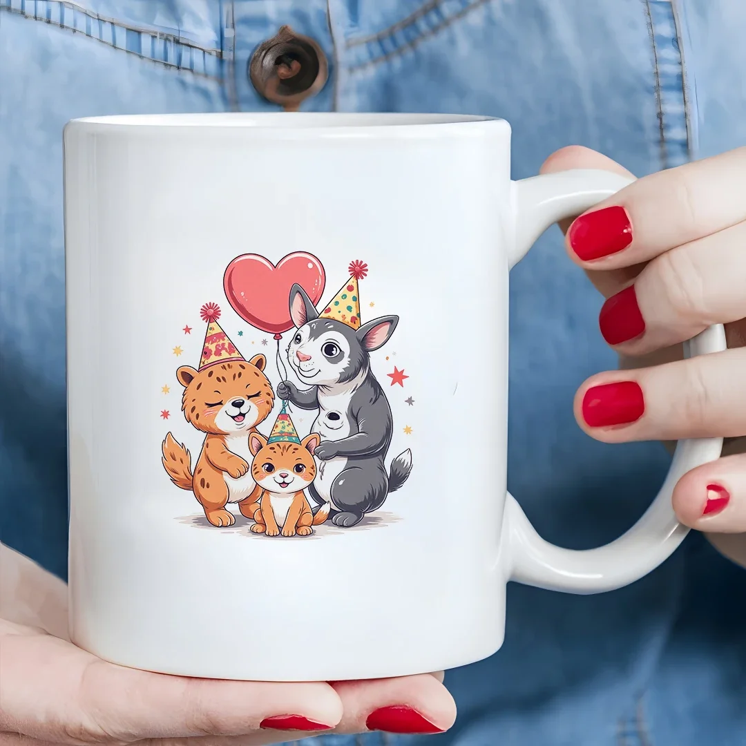 

11oz cartoon animal party mug kids' family Christmas cup hot & cold beverage cup office mug