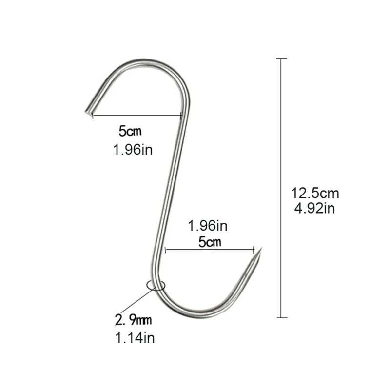 S-образные крючки из нержавеющей стали с острым наконечником, вешалка для мяса и одежды, подвесные крючки для мясника, магазина, кухонные инструменты для выпечки