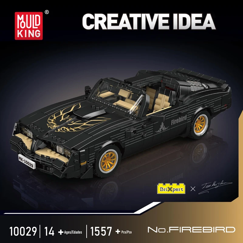 Molde rei 10029 carro técnico brinquedos o moc firebird vintage carro bloco de construção montagem oldtime carro tijolo crianças presente natal