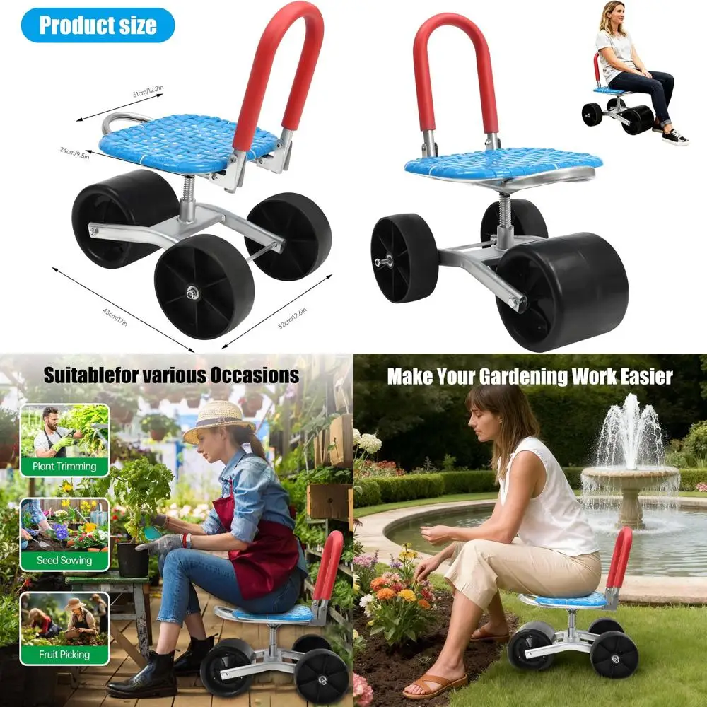 

Вращающаяся садовая тележка с сиденьем — сверхмощная на 360° ° Регулируемый табурет на колесиках для заборов в саду на открытом воздухе