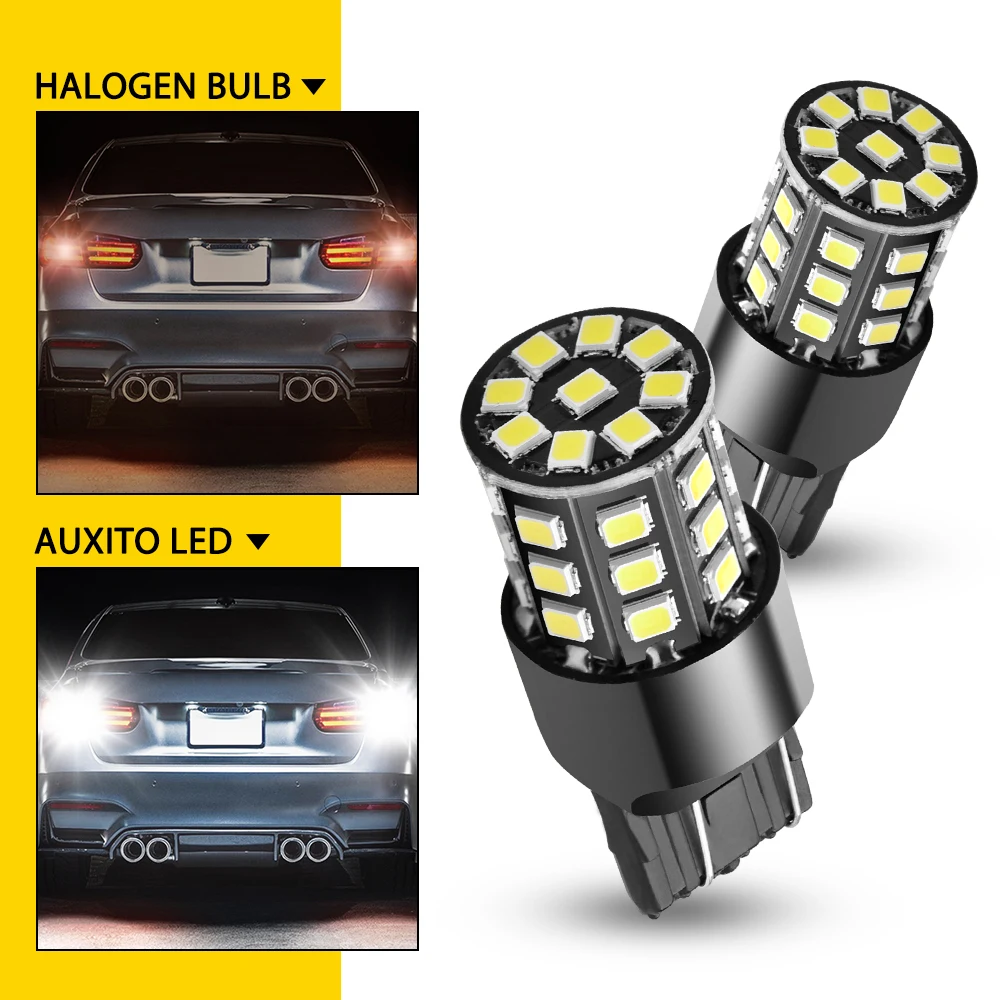 AUXITO 2Pcs Car Lamp 7443 7440 T20 LED Reverse Backup Lamps W21/5W W21W LED DRL Parking Light 6000K White 2835SMD Super Bright 12V