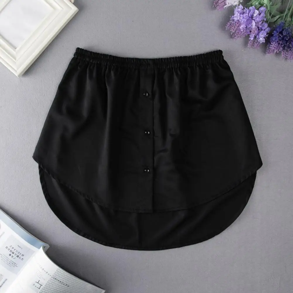 Women Skirt Elastic Waist Mini Skirt with Button Decor Solid Color Short Skirt for Women Stylish Bottom Wear for Everyday