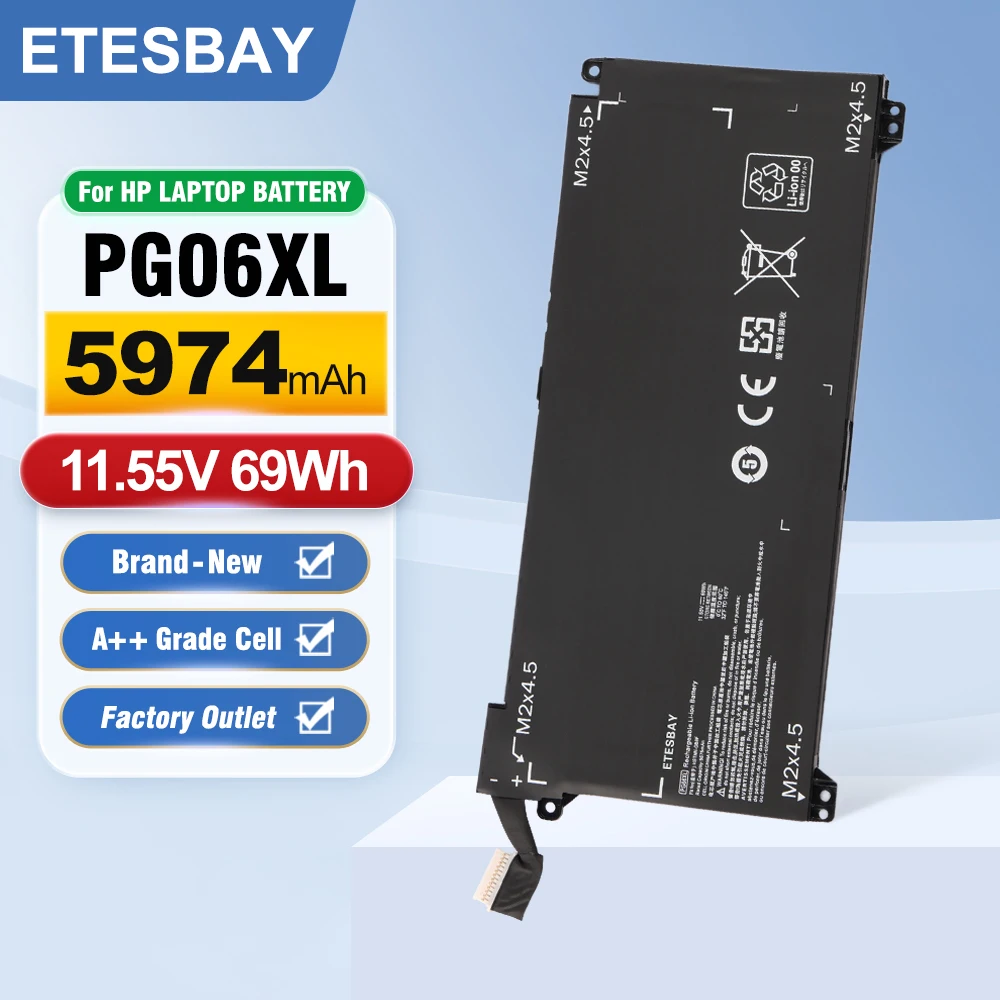 

ETESBAY PG06XL 69WH/5974mAh Laptop Battery For HP Omen 15-DH 15-DH0XXX 15T-DH000 15T-DH100 15-DH1010CA 15-DH1019NR 15-DH1065CL