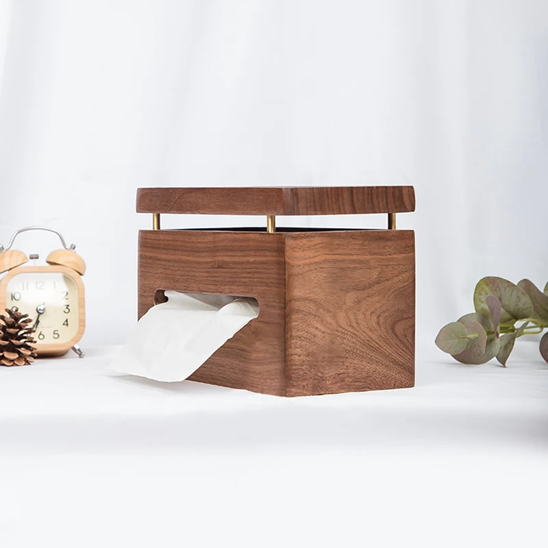 

Простая настенная коробка из цельного дерева для гостиной, без перфорации, настольное хранилище для бумаги в спальне, ручная коробка для туалетной бумаги в ванной комнате