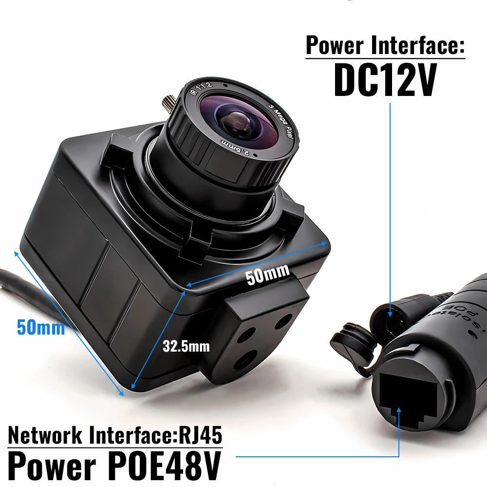 WGWK 4K IP Camera 3/4/5/8MP CMOS POE48V Mini Metal Box Manual Varifocal Lens Digital Live Stream Security Industrial CCTV Webcam