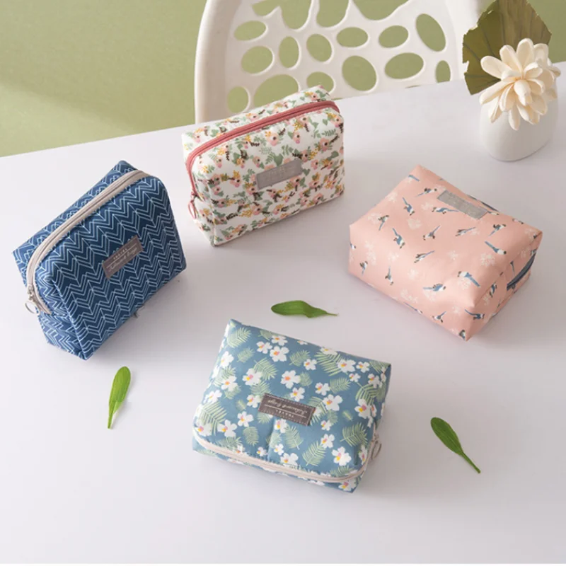 Women Sanitary Pad Pouch Cotton Girls Cosmetic Bags Makeup Bag Napkin Bag For Ladies Tampon Organizer Bag Mini Cosmetic Bags