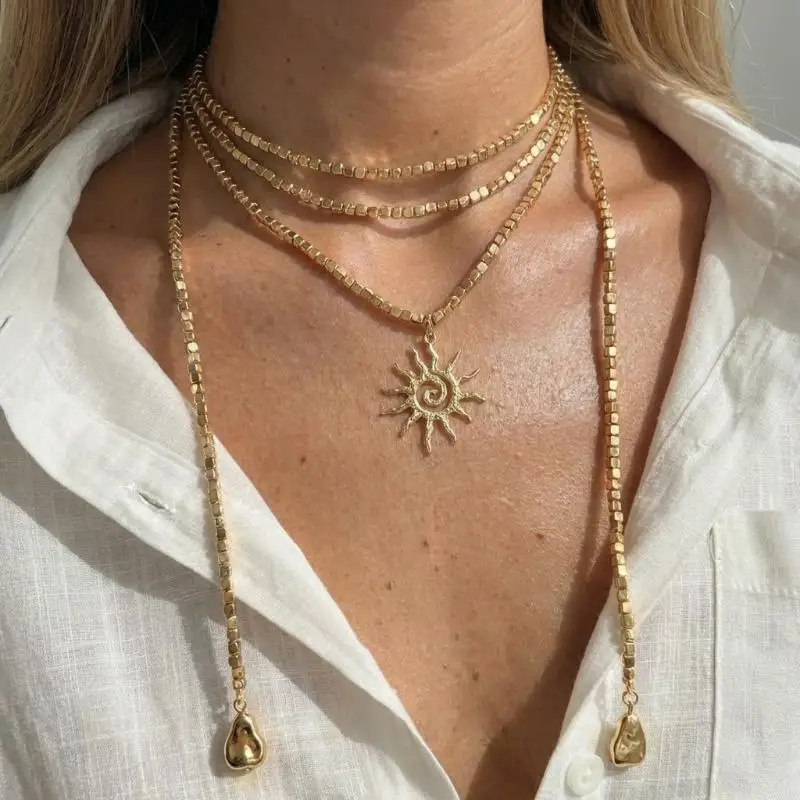 Layered Cross Pendant Necklace for Women Gold Vintage Religious Coin Medallion Choker Elegant Fashion Jewelry - view 2