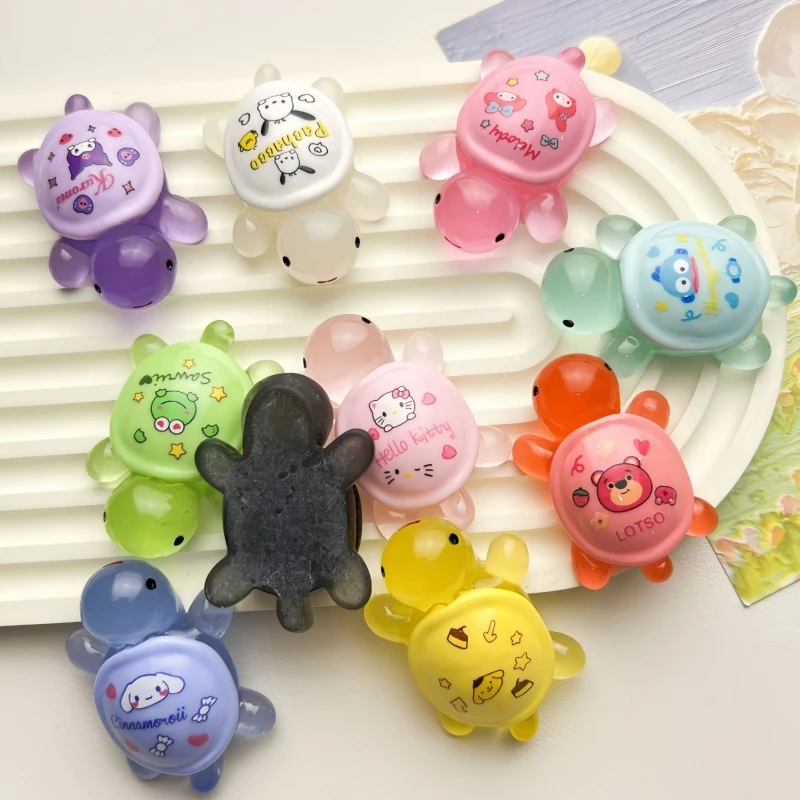 Kawaii Noctilucent Cartoon Tortoise Sanrio Series Flatback Resin Scrapbook Diy Jewelry Children Gift Hairpin Accessories Toy