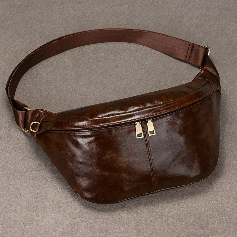 

Chest Pouch Men's Shoulder Bags Sling Fashion Travel Cellphone Shoulder Bags Leisure Leather Bag Borse A Spalla MHDJB