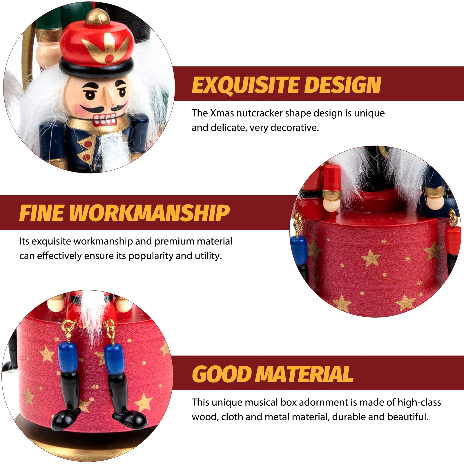 

Elegant Nutcracker Box Rotating Xmas Style Wood nament Rotating Music Box Desktop Decor Home Supplies Durability