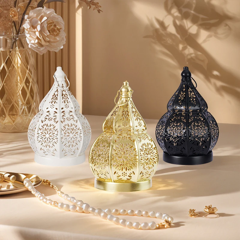 

1pc European Style Wrought Iron Hollow Gourd Shaped Candle Holder Vintage Decorative Candlestick for Home Wedding Centerpiece