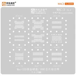 0.25mm Amaoe MAC3 BGA108 BGA136 BGA128 BGA96 BGA132 BGA60 per Macbook SSD DDR IC Chip MAC BGA Reballing Stencil modello di saldatura