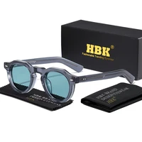 HBK, gafas de sol redondas simples Vintage para hombre, montura pequeña, montura de acetato de alta calidad, gafas de sol para mujer, gafas de viaje para fiesta al aire libre