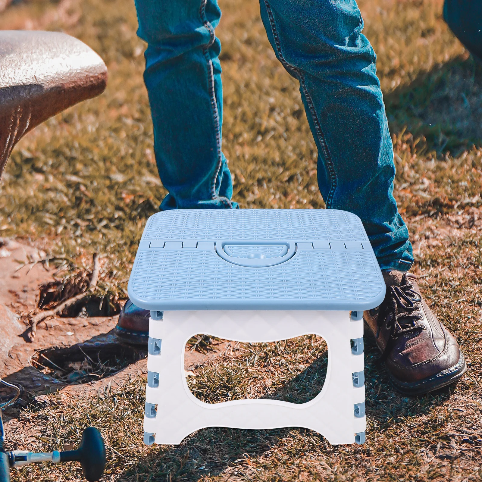 

Portable Folding Stool North Gray Mini Step Plastic Ergonomic Handle Kids Adults Outdoor Camping Fishing Stools Home Use