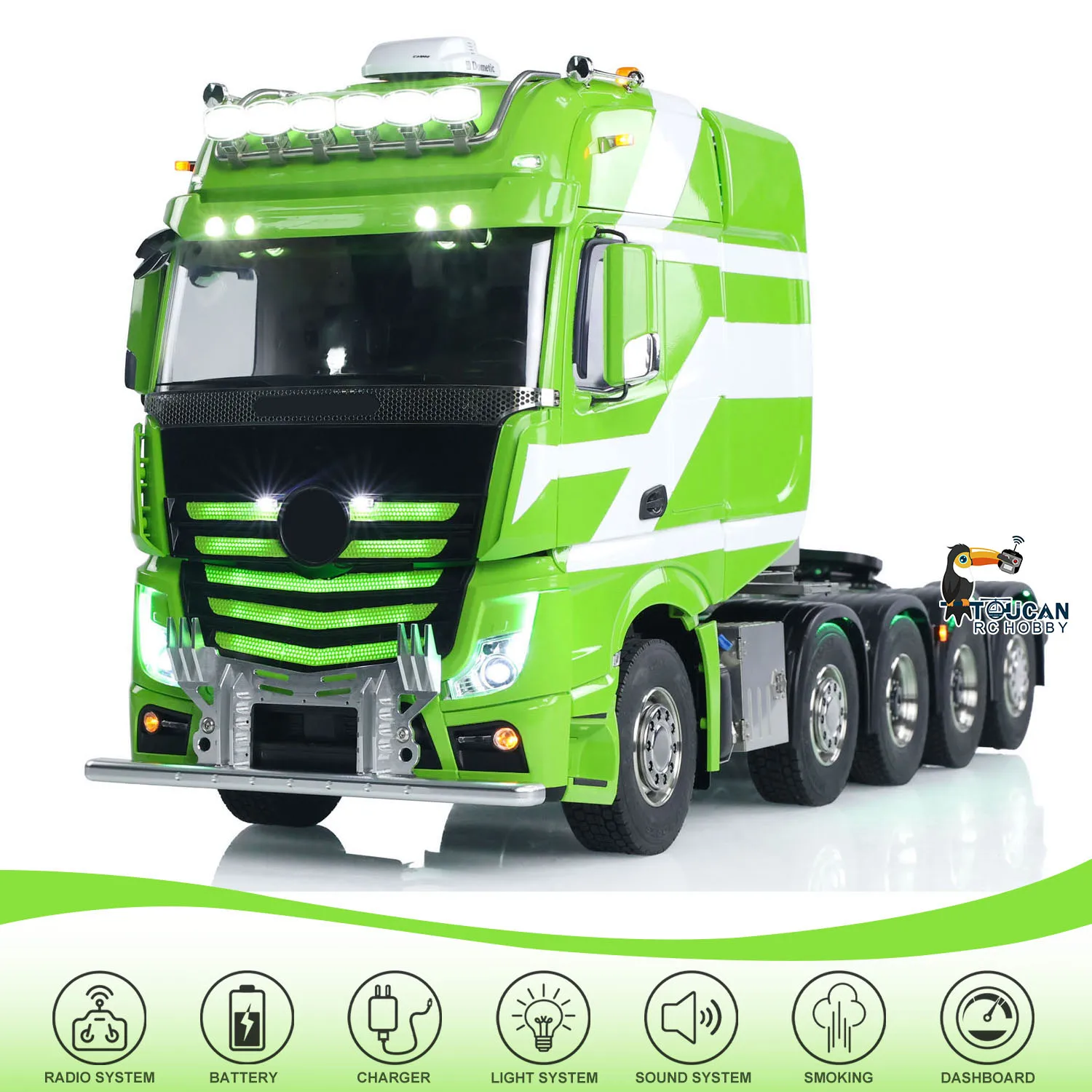 Unidad de camión Tractor RC 1/14 3363, camión con Control por Radio, coche, 10x10, chasis de Metal, bloqueo diferencial de humo, suspensión de Airbag ligera