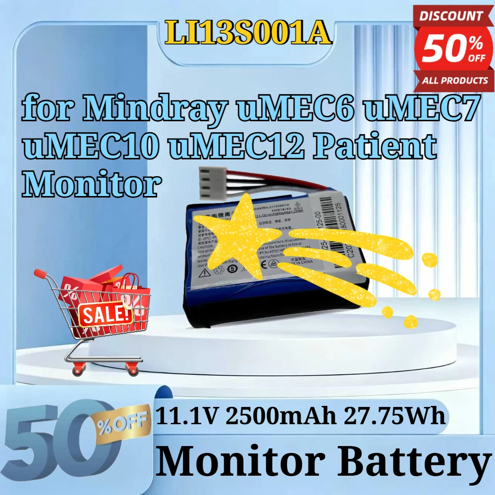 LI13S001A 2500mAh 11.1V 27.75Wh Li-ion Rechargeable Replacement Battery for Mindray UMEC6 UMEC7 UMEC10 UMEC12 Patient Monitor