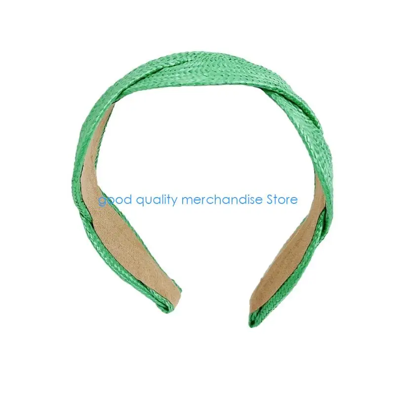 

Y5JD Elegant Color Straw Headbands With Braided Detail Wide Band Design Lightweight Breathable For Daily Use Event