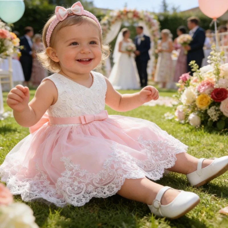 Baby White Baptism Princess Dress Wedding Costume Kids Dress For Girls Birthday Evening Party Red Dress Flower Wedding Vestidos