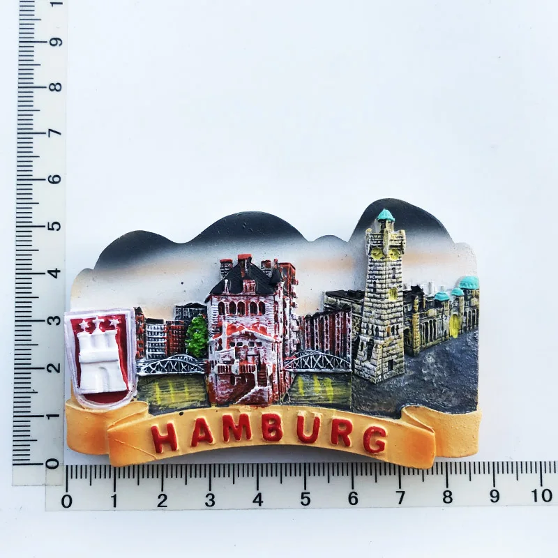 Landmarks in Hamburg Fridge Magnets Travel 3D Memorial Magnetic Refrigerator