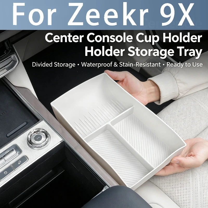 For Zeekr 9X Center Console Storage Box with Silicone Pad Partition for Interior Modification Accessories and Supplies
