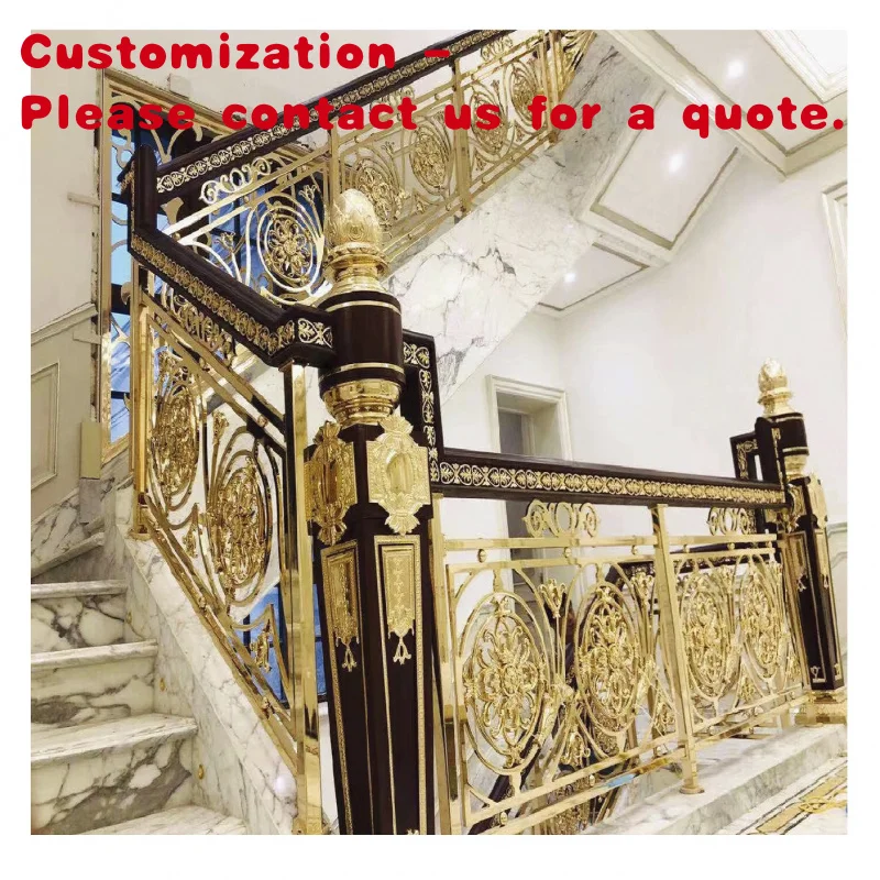 custom.TAKA Interior Decorative Luxury Carved Aluminium/brass Handrail Stairs Railing