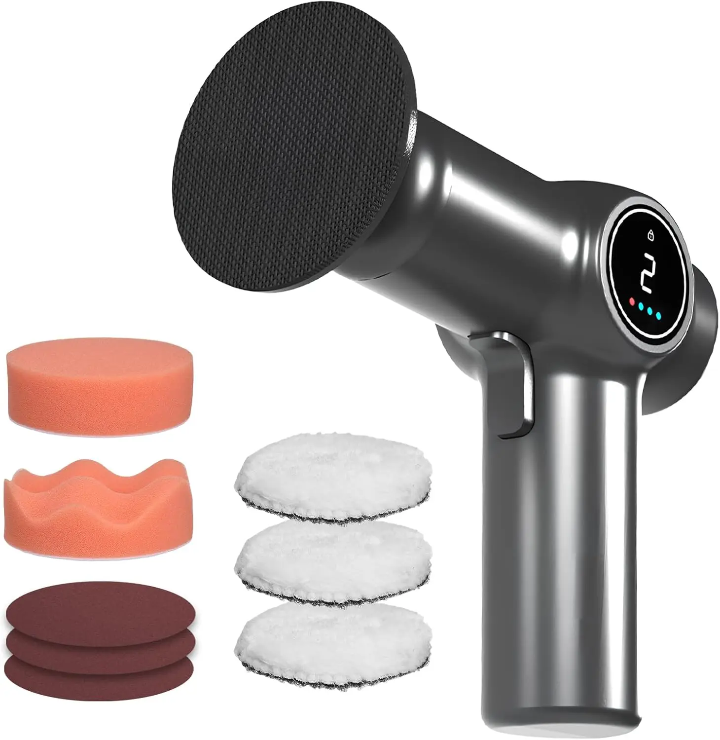 

Electric Car Polisher with LCD Screen, 2-Speed Adjustable Buffer Kit for Waxing, Polishing, Rust Removal