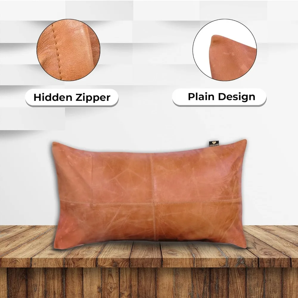 Funda de almohada de piel de cordero 100% - Funda de cojín para sofá - Fundas decorativas elegantes para sala de estar y dormitorio