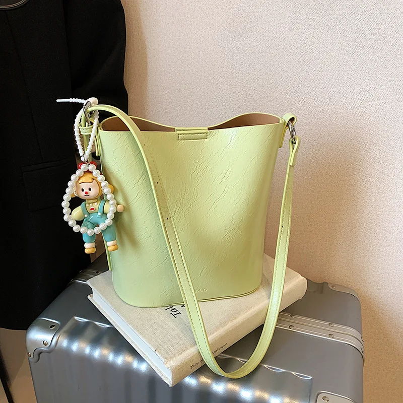 

Texture Women Bucket Bag Solid Pu Leather Commuting Crossbody Bag Large Capacity Female Versatile Composite Shoulder Packs