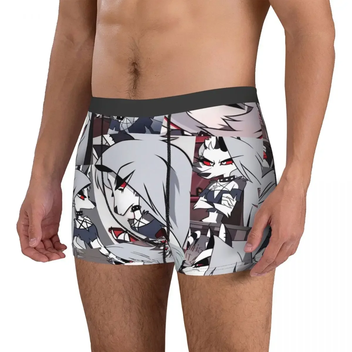 لونا كولاج الرجال الملابس الداخلية Helluva Boss أنيمي سراويل بوكسر سراويل الجدة لينة السروال للذكور حجم كبير