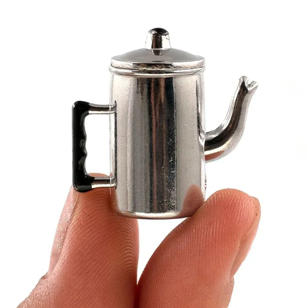 1/12 Dollhouse Miniature Accessories Mini Metal Milk Tea Pot Simulation Kettle Model for Doll House Home Decoration ob11 bjd