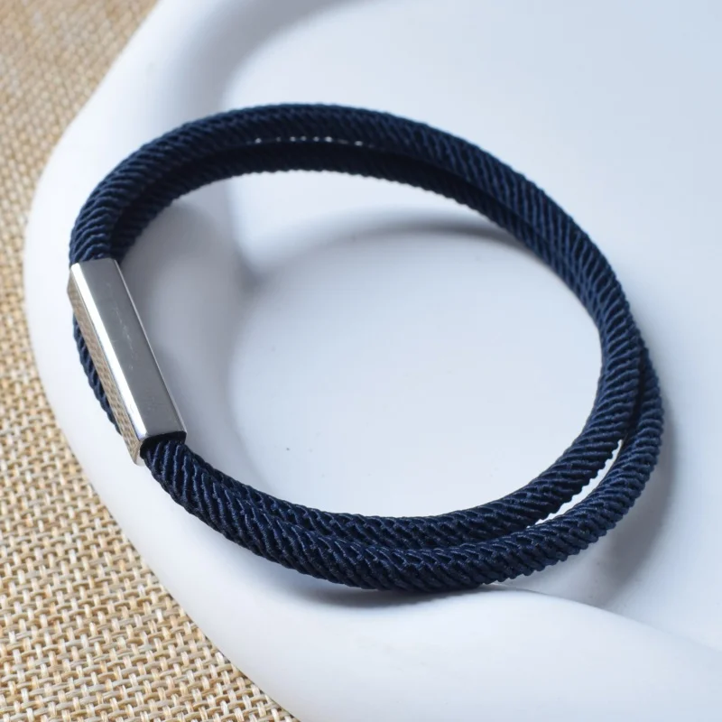 New Design 2 Loop Milan Rope Chain Bracelets for Women Geometric Square Bar Stainless Steel Magnetic Buckle Bracelet Men Jewelry