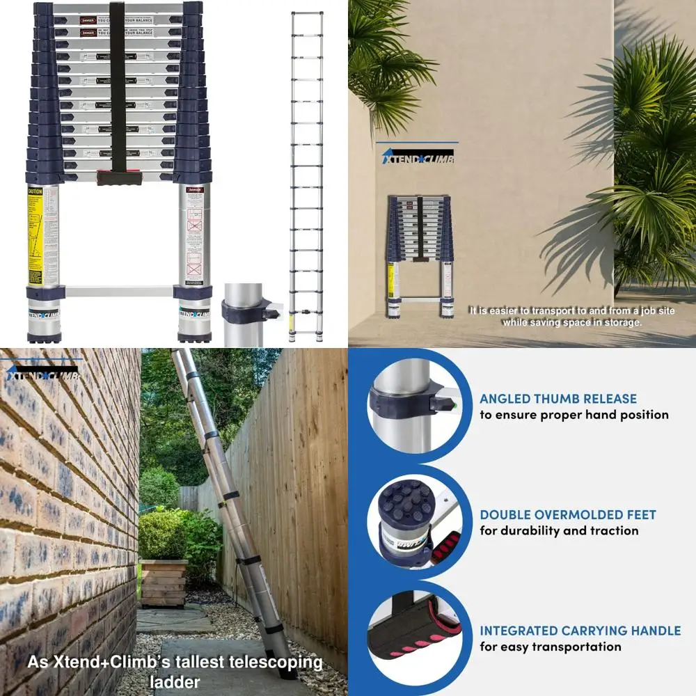 Escalera telescópica de alta resistencia de grado profesional con pies moldeados dobles y liberación de pulgar en ángulo, extensión de 800 mm, ideal para Ou