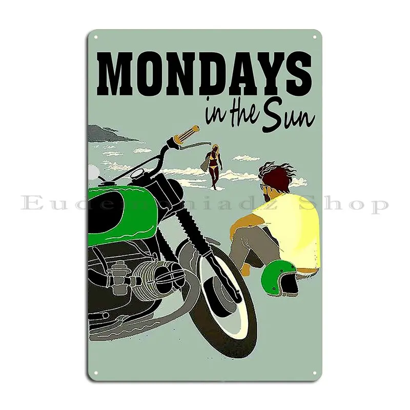 mondays in the sun vintage biarritz travel advertising print Metal Plaque Garage Garage Custom Wall Decor Funny Tin Sign Poster