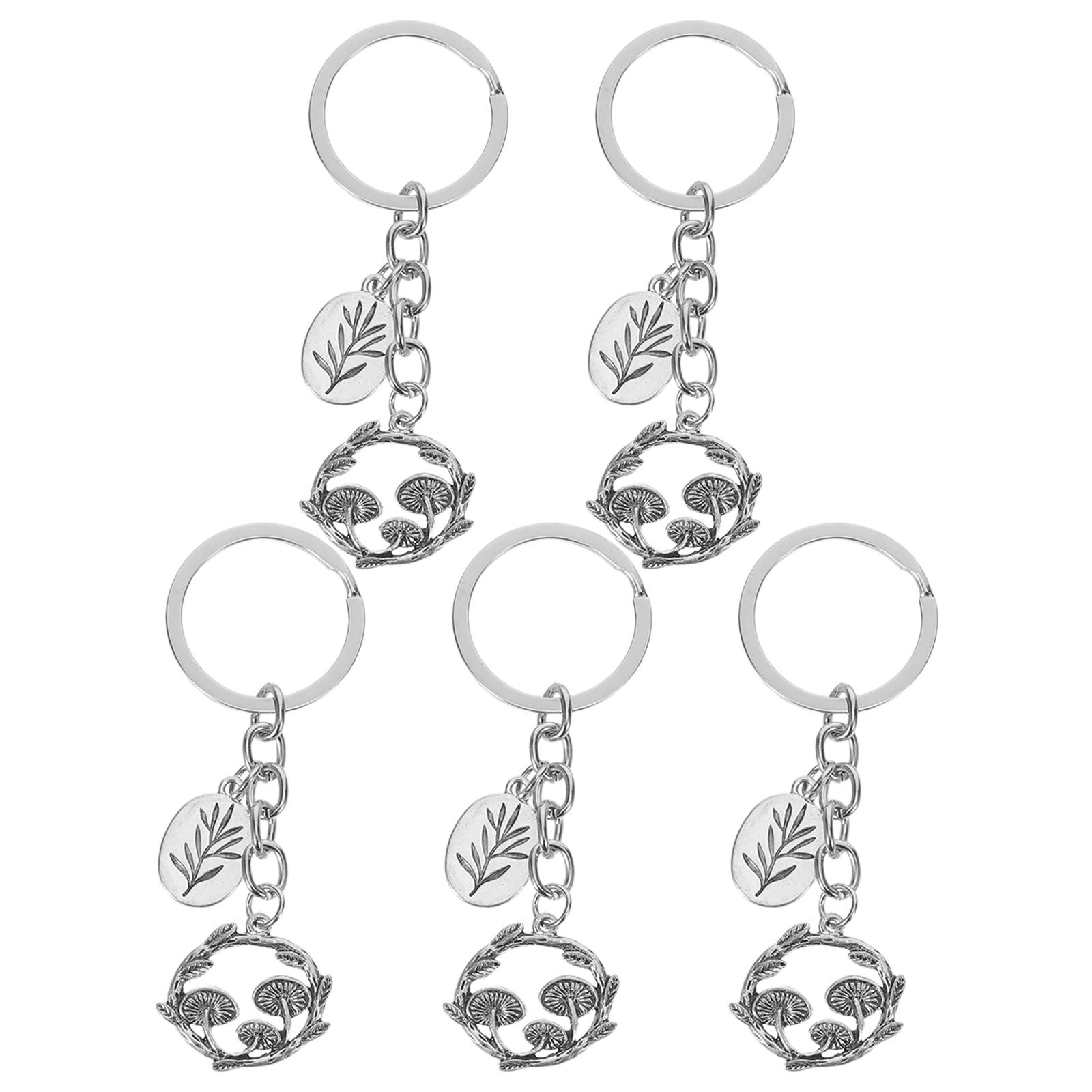 

5pcs Retro Mushroom Metal Keychain Vintage Key Ring Pendant Charm For Handbag Backpack Purse Keys European Style Steampunk Zinc