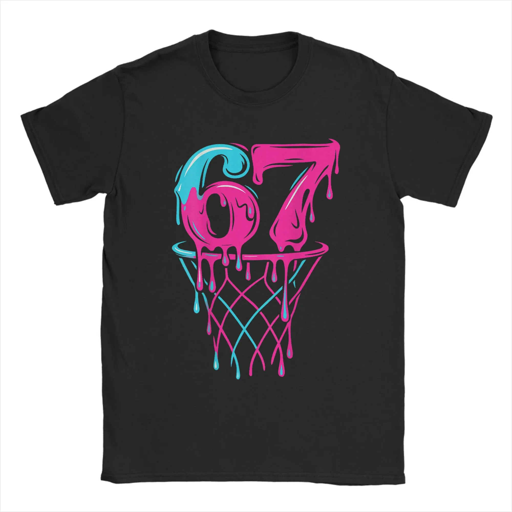 Men T-Shirts 67 Basketball Drip Six Seven Funny Gen Alpha Vintage Cotton Tees Short Sleeve  T Shirt Round Collar Tops 4XL 5XL