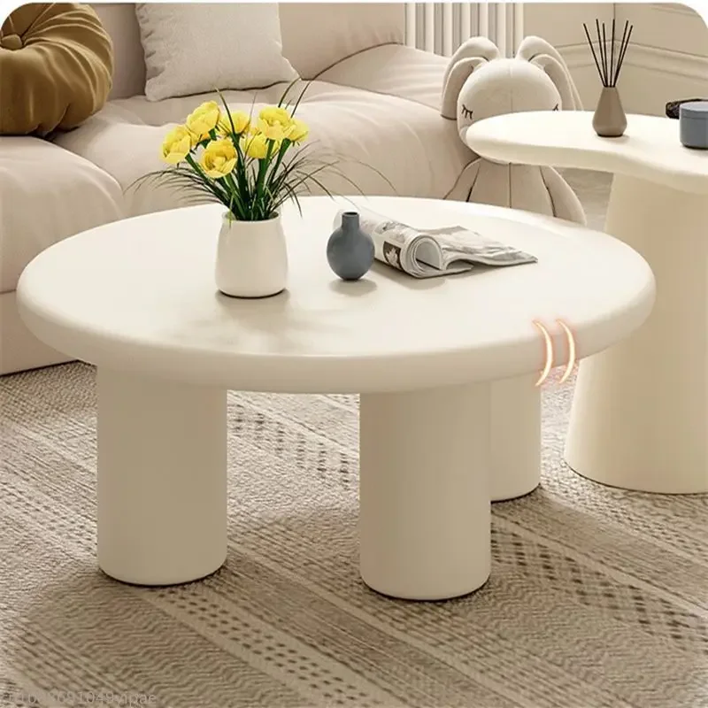 Muebles de sala de estar estilo crema, mesa de centro combinada redonda para el hogar, mesa pequeña moderna y sencilla para apartamento, nube