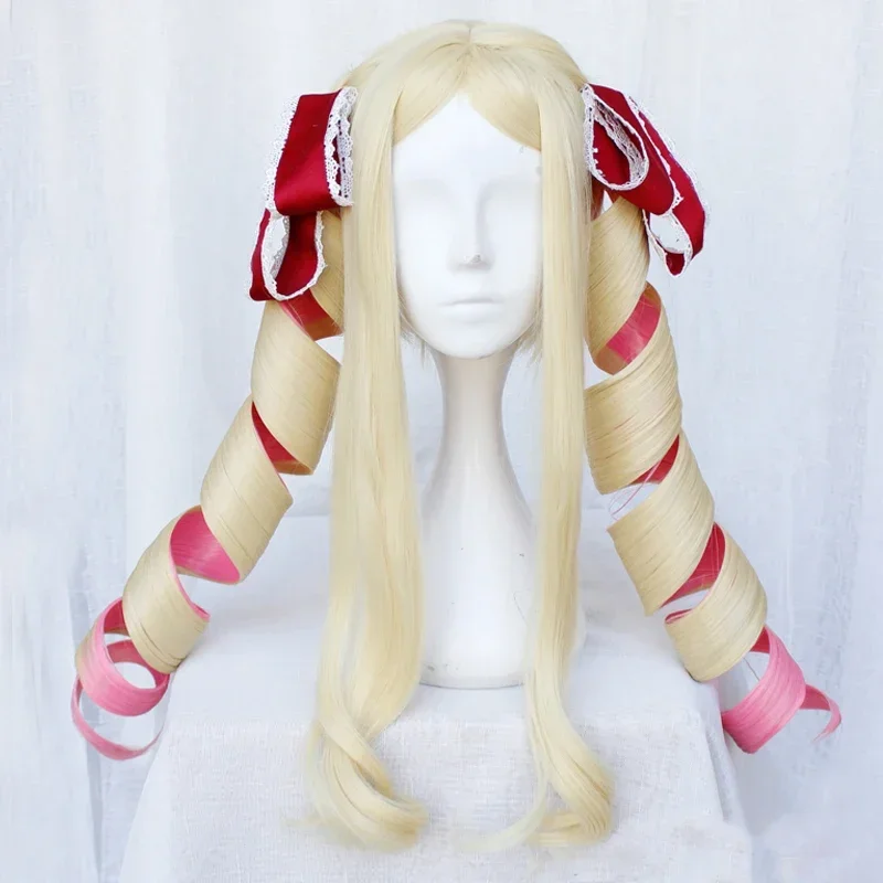 Betreff: Life A Different World From Zero Beatrice Pink Mixed Blonde Curly Synthetic Hair Cosplay Anime Perücken