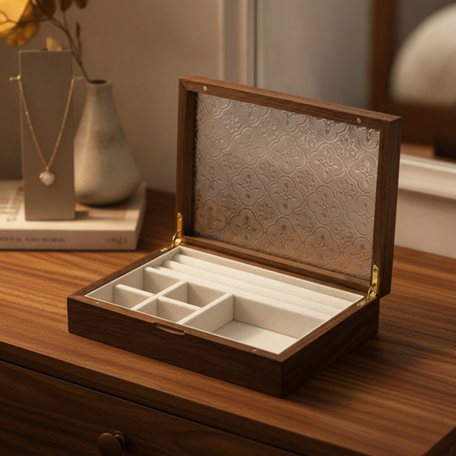 Jewelry Box with Window Rectangular Jewelry Box Sturdy Long-Lasting for Women, Dresser, Vanity