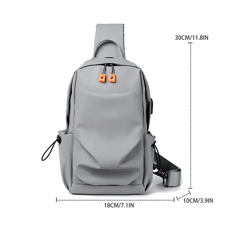 New Men's And Children's Chest Bag Waterproof Trend Simple Usb Charging Solid Color Multifunctional Messenger Bag Shoulder Bag