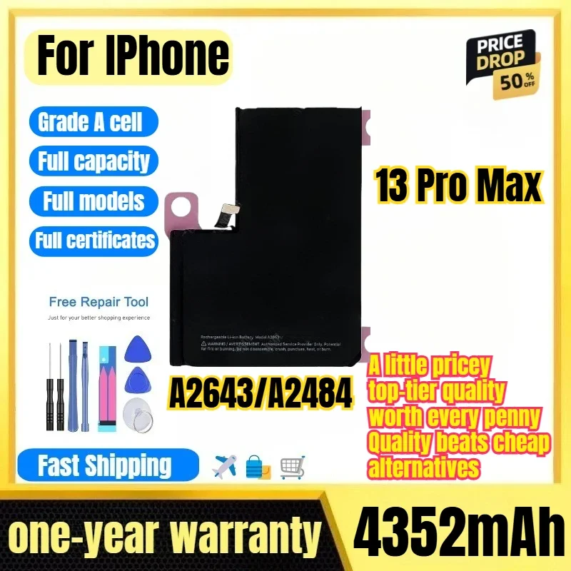 A2643/A2484 for IPhone 13 Pro Max Phone Battery 0 Cycle High Quality High Capacity Replacement Bateria Grade A Cell with Tools